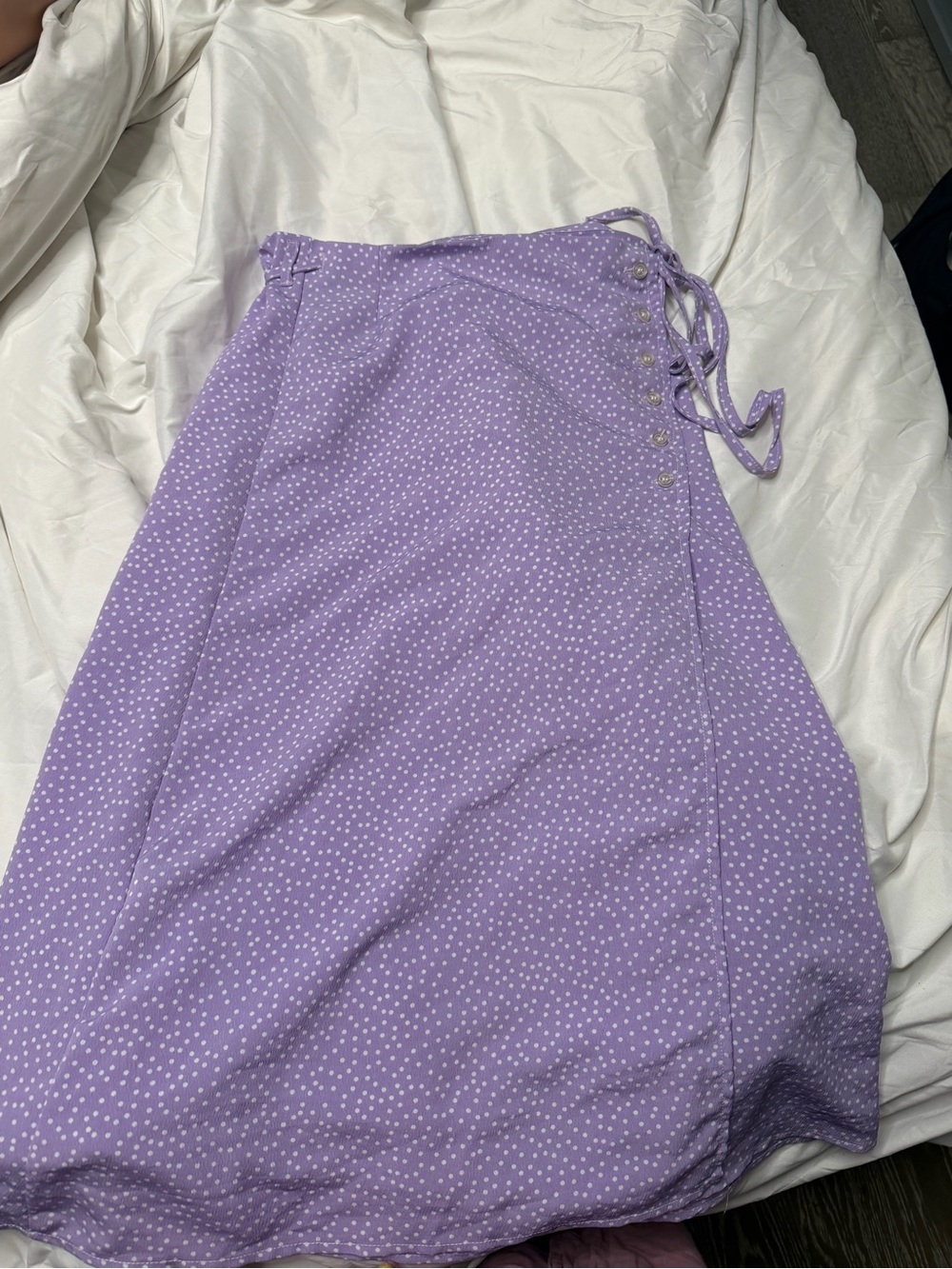 Lilac Polka Dot Wrap Midi Skirt size S